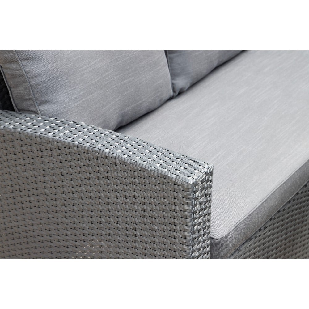 Stockholm dining loungeset 6 personen | wicker + polywood | zwart/Natural Wood | 3-delig - 245x169cm