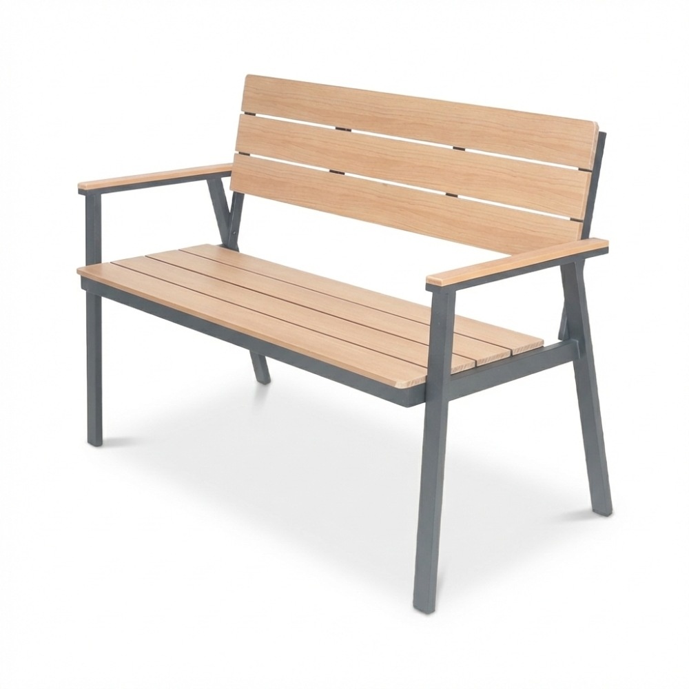 Berlijn tuinbank | polywood + aluminium | Natural Wood | 116cm afbeelding
