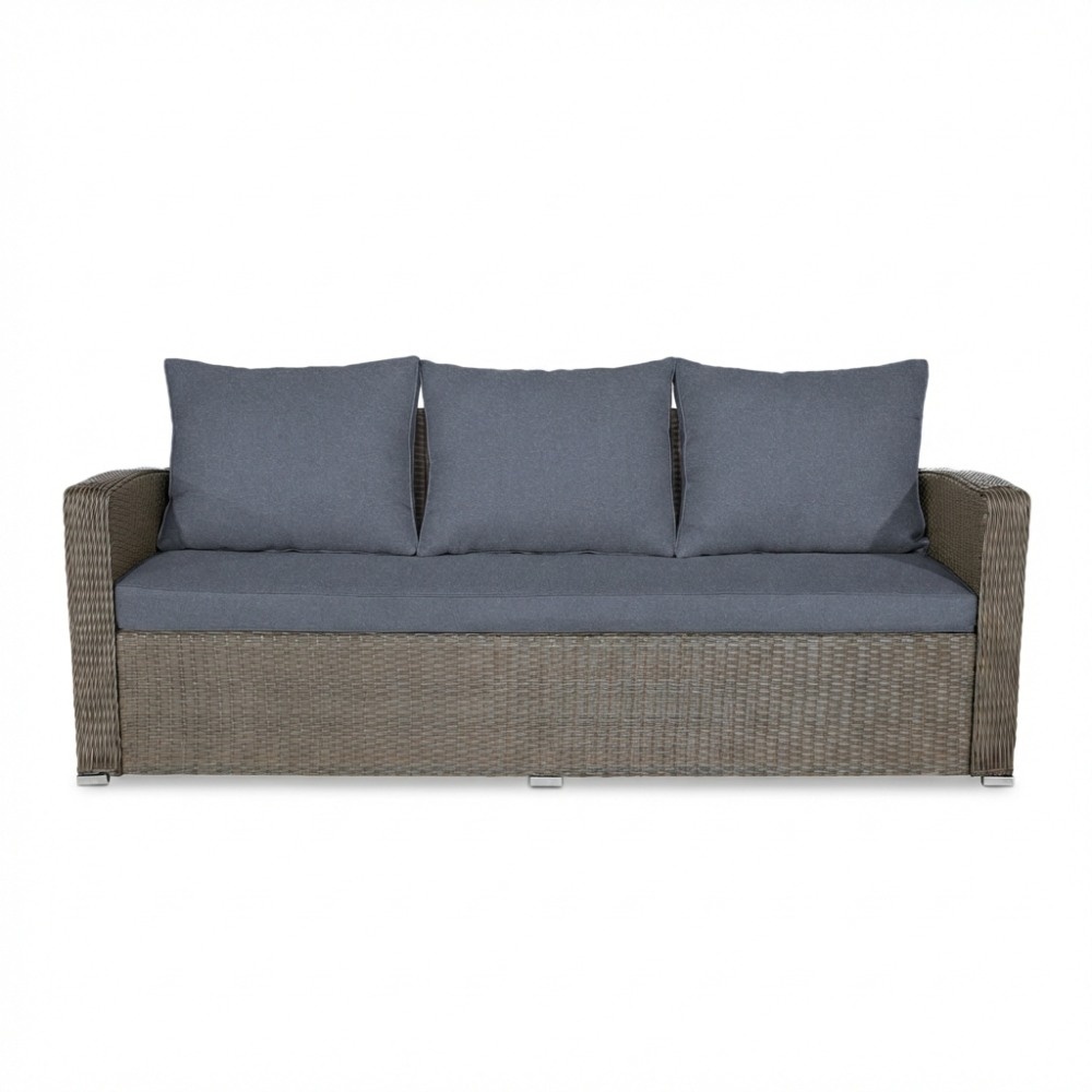 Malibu stoel-bank loungeset met verstelbare tafel 5 personen | wicker + polywood | Ash Grey | 4-delig