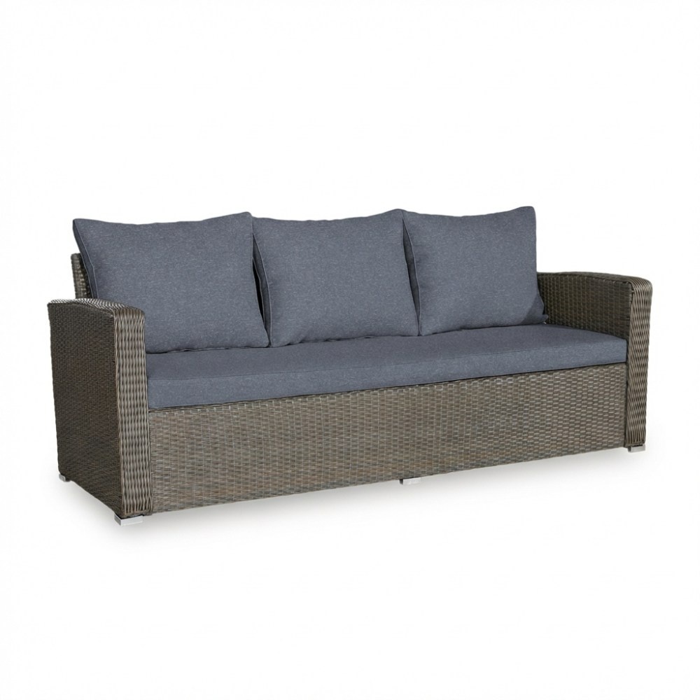 Malibu stoel-bank loungeset 5 personen | wicker + polywood | Ash Grey | 4-delig