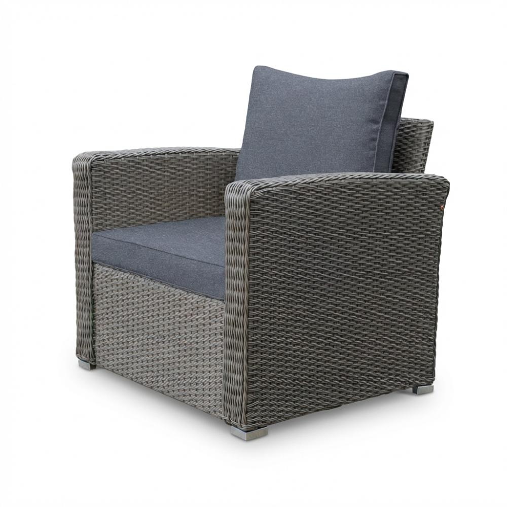 Malibu stoel-bank loungeset met verstelbare tafel 5 personen | wicker + polywood | Ash Grey | 4-delig