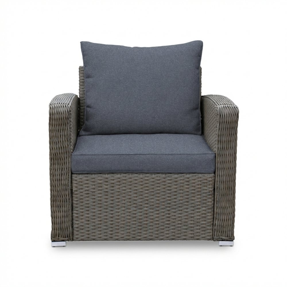 Malibu stoel-bank loungeset 5 personen | wicker + polywood | Ash Grey | 4-delig