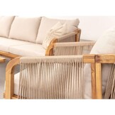 Bergamo stoel-bank loungeset 5 personen incl. tafels | touw + hardhout | zand | 6-delig