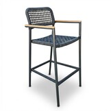 Denver dining barstoel | touw + aluminium | antraciet