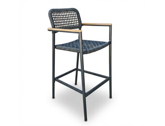 Denver dining barstoel | touw + aluminium | antraciet