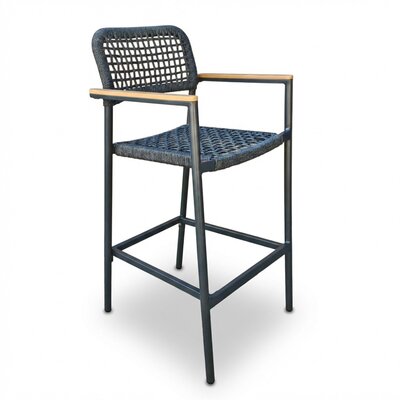 Denver dining barstoel | touw + aluminium | antraciet