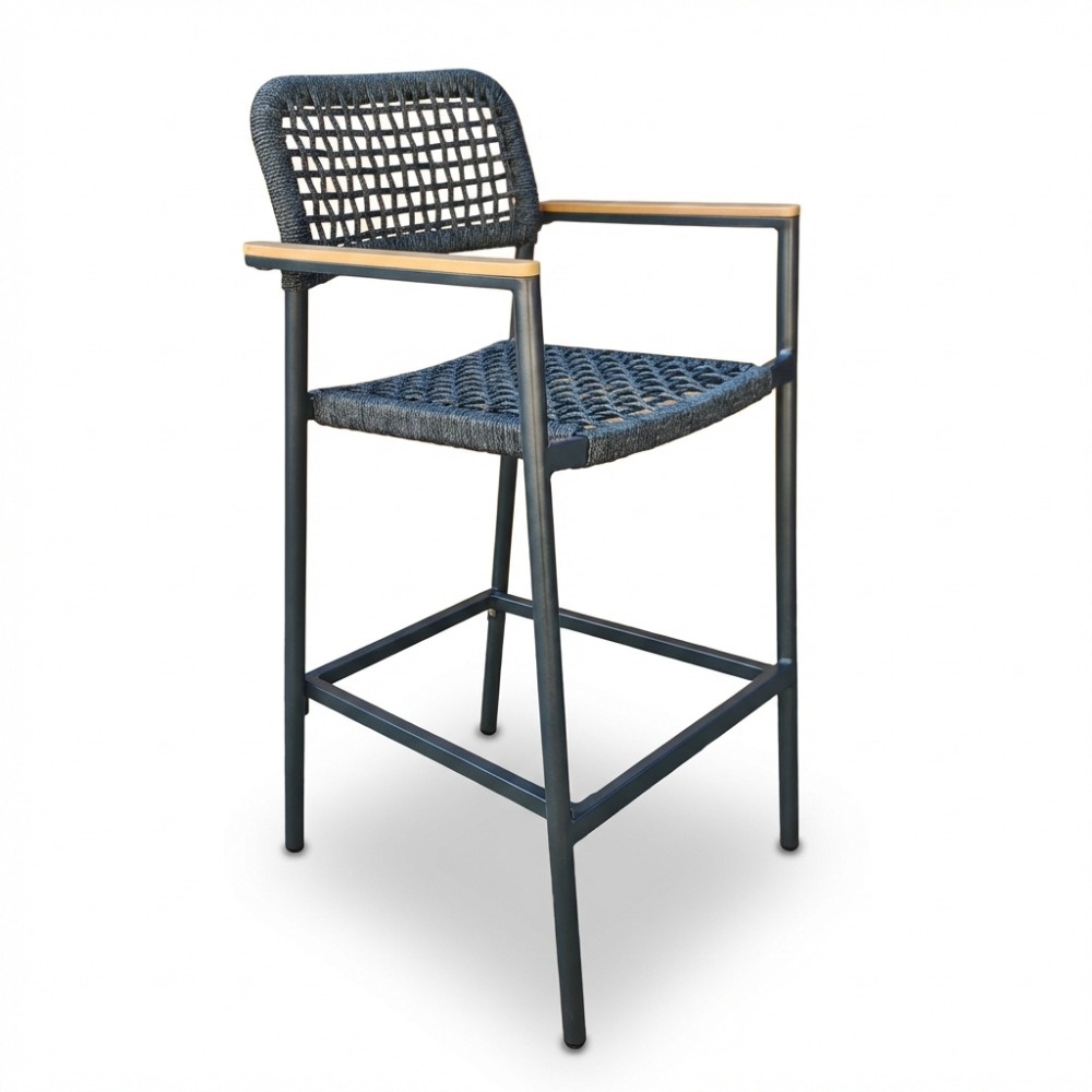 Denver dining barstoel | touw + aluminium | antraciet