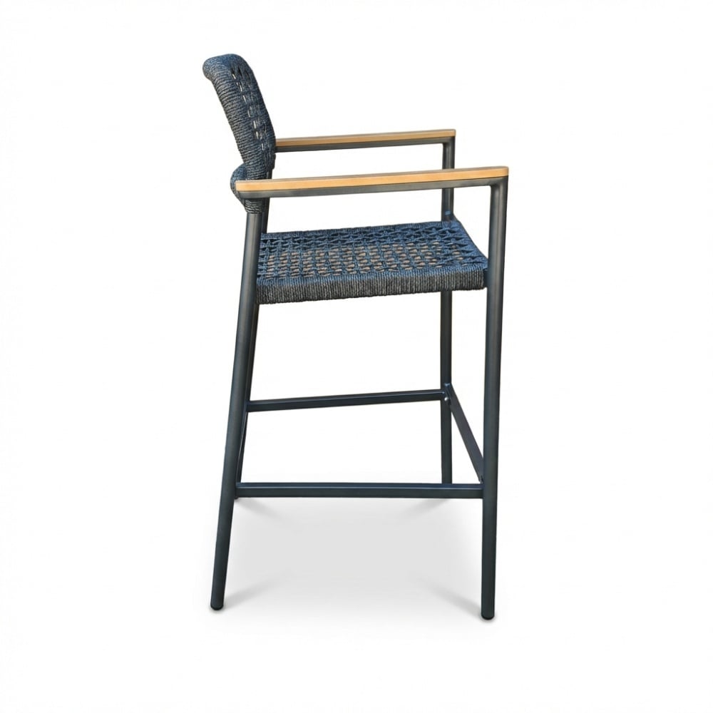 Denver dining barstoel | touw + aluminium | antraciet