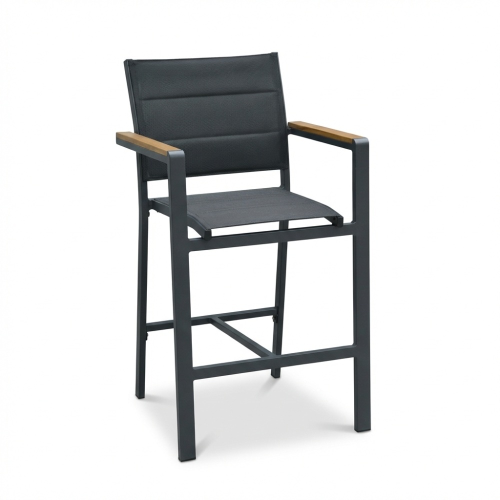 Bristol dining barstoel | textileen + aluminium | antraciet