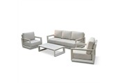 Kaapstad stoel-bank loungeset 5 personen incl. loungetafel | aluminium | beige | 3-delig