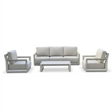 Kaapstad stoel-bank loungeset 5 personen incl. loungetafel | aluminium | beige | 3-delig