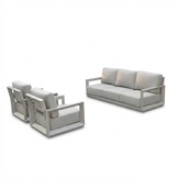 Kaapstad stoel-bank loungeset 5 personen | aluminium | beige | 3-delig