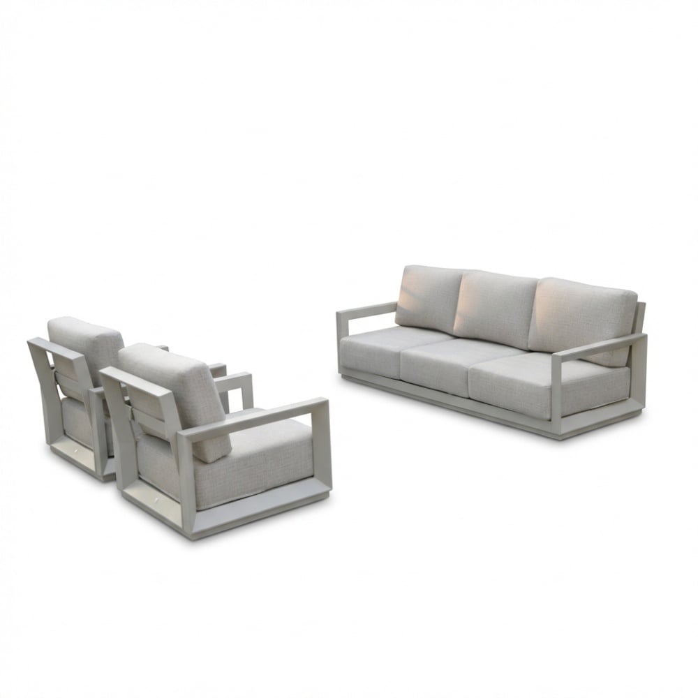 Kaapstad stoel-bank loungeset 5 personen | aluminium | beige | 3-delig