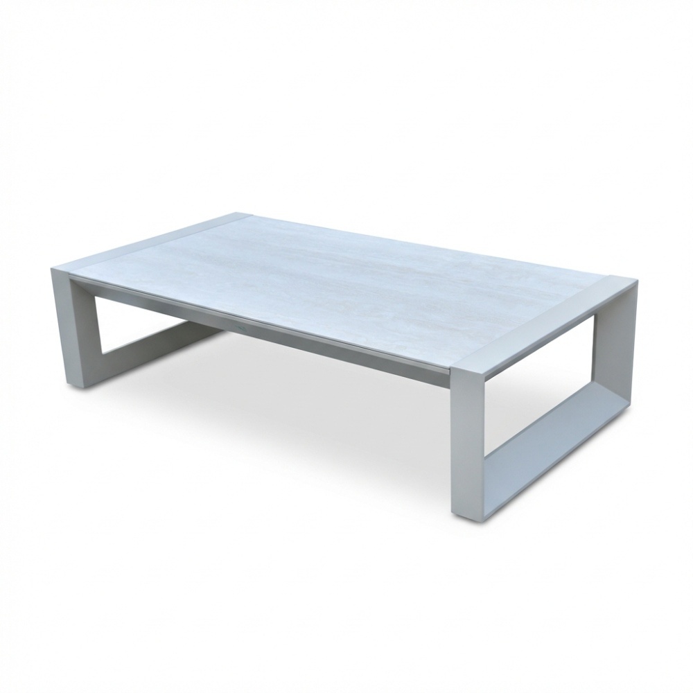 Kaapstad loungetafel | sintered stone + aluminium | beige | 140x72cm afbeelding