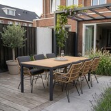Delta/Carlos antraciet dining tuinset | 6 personen | teakhout + wicker | 220cm