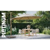 Challenger T² zweefparasol - premium doek | 350x260cm met Monza parasolvoet 90kg | Champagne/Teak look