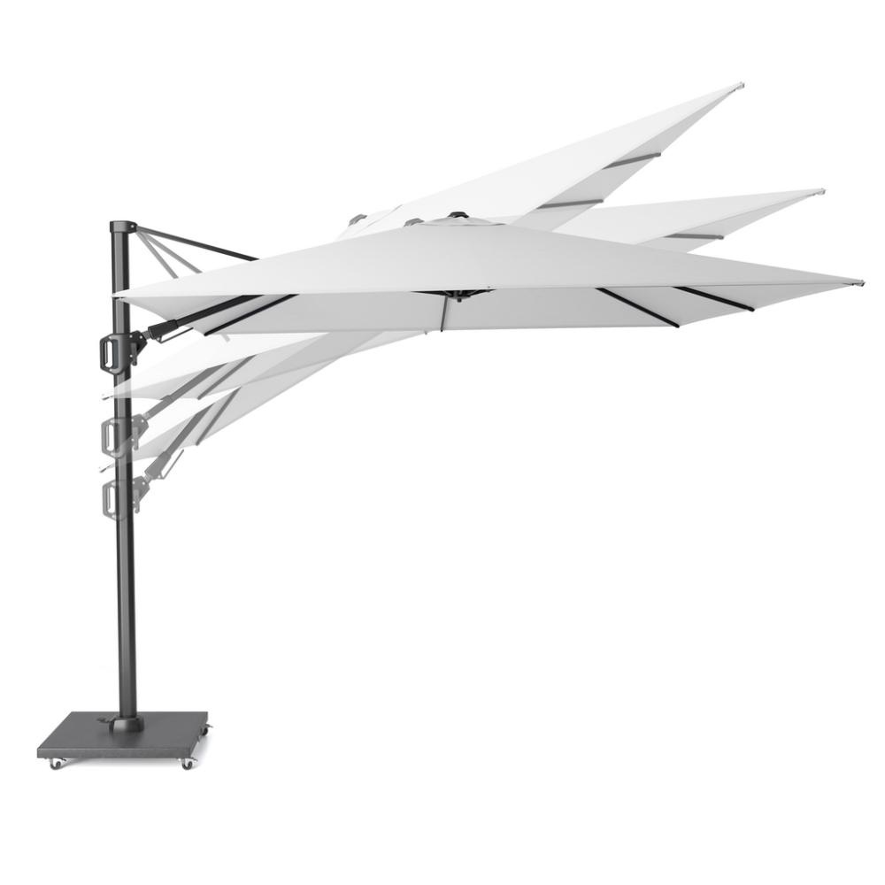 Challenger T² zweefparasol - premium doek | 300x300cm met Monza parasolvoet 90kg | Faded Black/Teak look