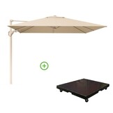 Challenger T² zweefparasol - premium doek | 300x300cm met Monza parasolvoet 90kg | Champagne/Sandstone