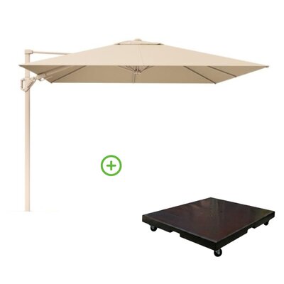 Challenger T² zweefparasol - premium doek | 300x300cm met Monza parasolvoet 90kg | Champagne/Sandstone