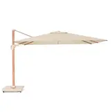 Challenger T² zweefparasol - premium doek | 260x350cm met Monza parasolvoet 90kg | Champagne/Teak look