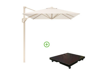 Voyager T² zweefparasol | 270x270cm met Monza parasolvoet 90kg | Ivory/Sandstone