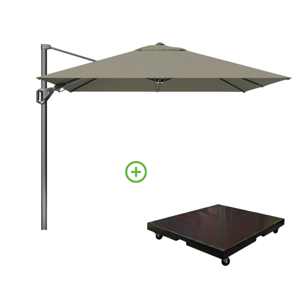 Voyager T² zweefparasol | 270x270cm met Monza parasolvoet 90kg | taupe afbeelding