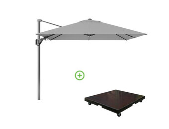 Voyager T² zweefparasol | 270x270cm met Monza parasolvoet 90kg | Light Grey