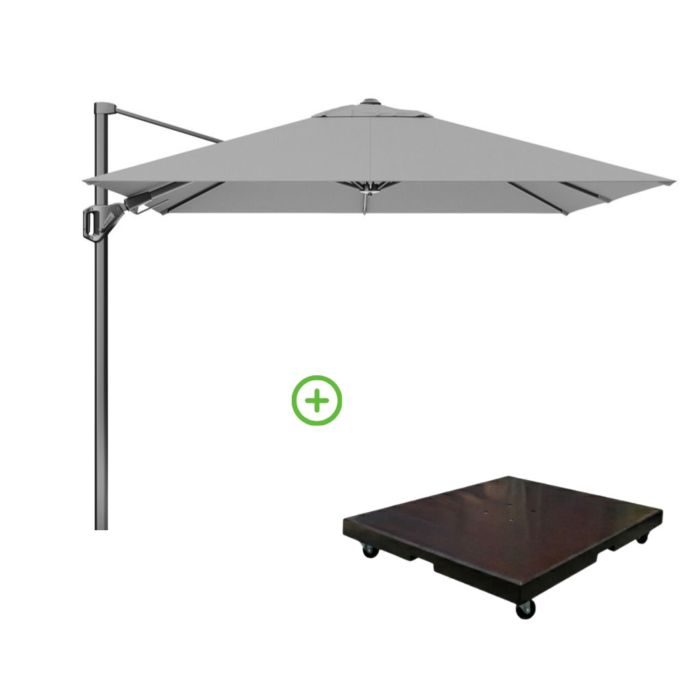 Voyager T² zweefparasol | 270x270cm met Monza parasolvoet 90kg | Light Grey afbeelding