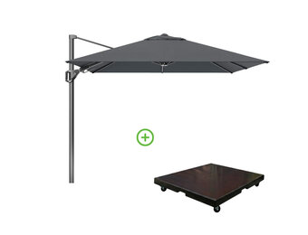 Voyager T² zweefparasol | 270x270cm met Monza parasolvoet 90kg | antraciet