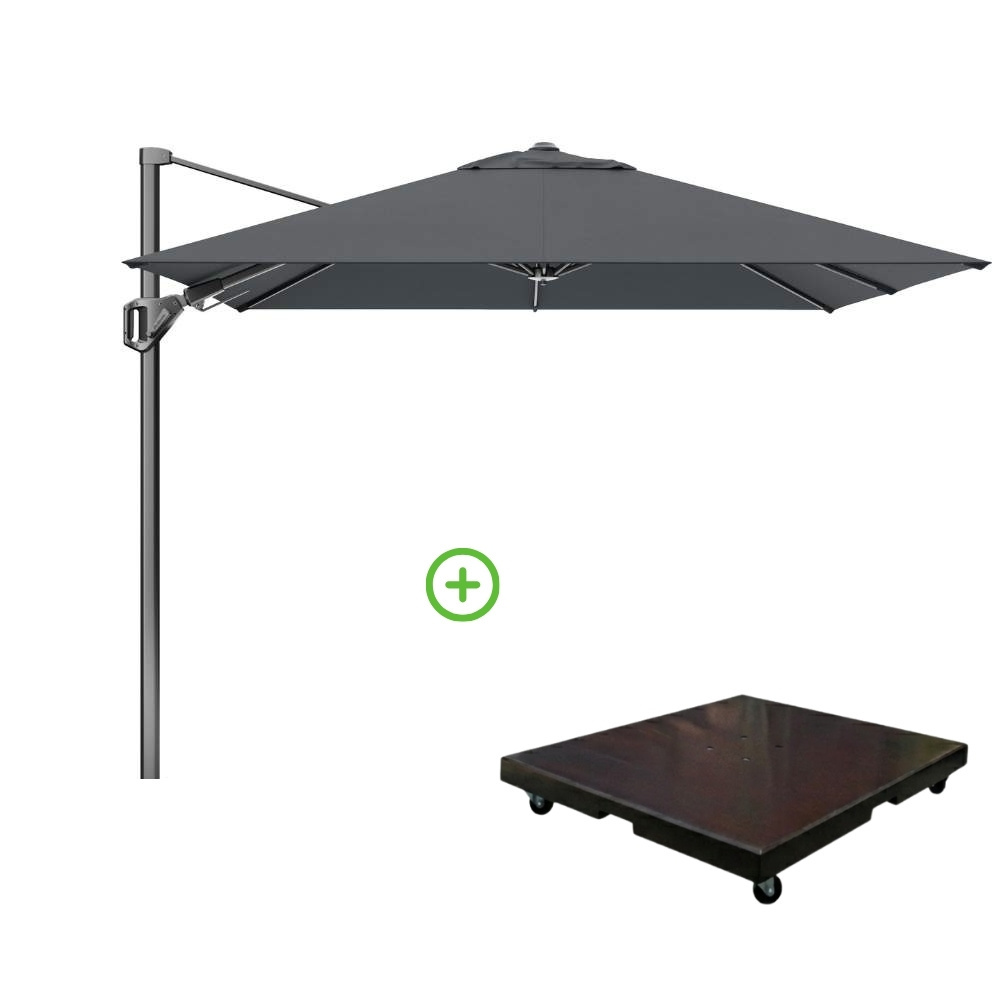 Voyager T² zweefparasol | 270x270cm met Monza parasolvoet 90kg | antraciet afbeelding