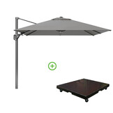 Voyager T² zweefparasol - premium doek | 270x270cm met Monza parasolvoet 90kg | Manhattan