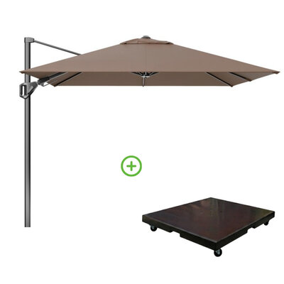 Voyager T² zweefparasol - premium doek | 270x270cm met Monza parasolvoet 90kg | Havanna