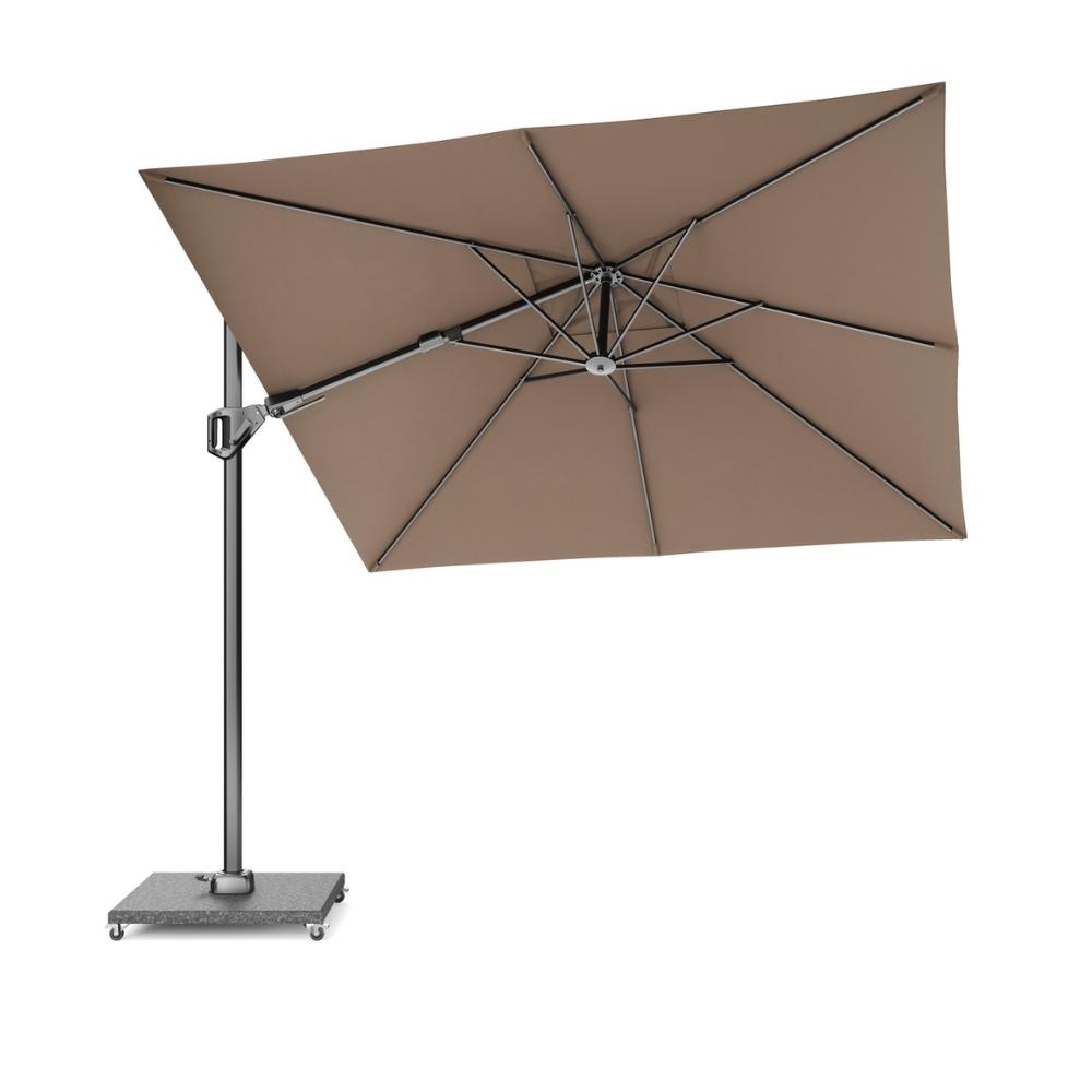 Voyager T² zweefparasol - premium doek | 270x270cm met Monza parasolvoet 90kg | Havana