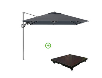 Voyager T² zweefparasol - premium doek | 270x270cm met Monza parasolvoet 90kg | Faded Black