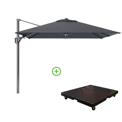 Voyager T² zweefparasol - premium doek | 270x270cm met Monza parasolvoet 90kg | Faded Black