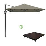 Voyager T¹ zweefparasol | 250x250cm met Monza parasolvoet 90kg | taupe