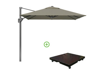 Voyager T¹ zweefparasol | 250x250cm met Monza parasolvoet 90kg | taupe