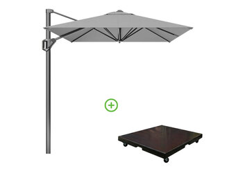 Voyager T¹ zweefparasol | 250x250cm met Monza parasolvoet 90kg | grijs