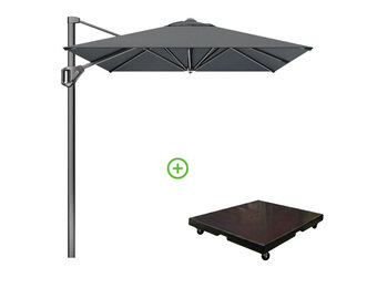 Voyager T¹ zweefparasol | 250x250cm met Monza parasolvoet 90kg | antraciet