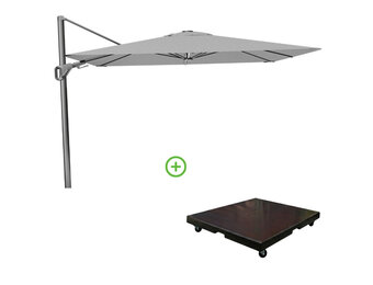 Nexus T² zweefparasol - premium doek | 300x300 met Monza parasolvoet 90kg | Manhattan