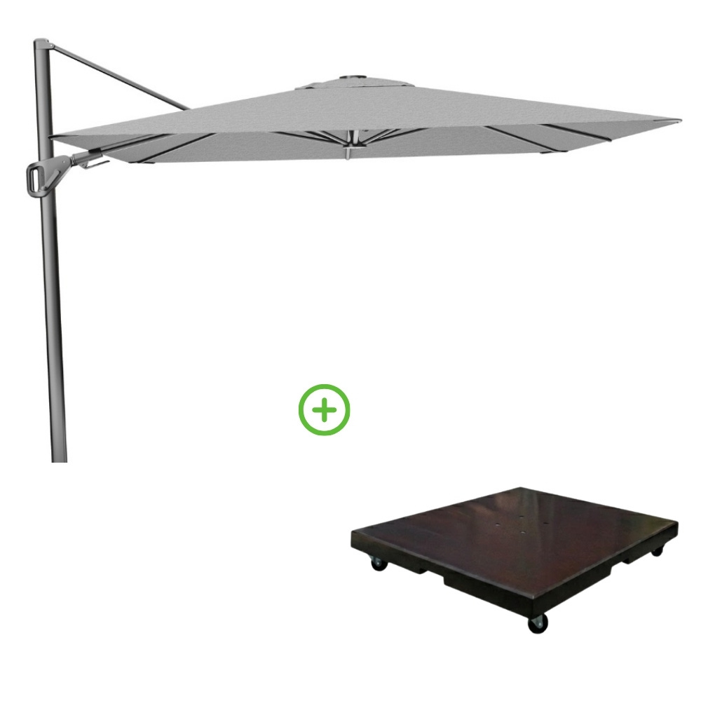 Nexus T² zweefparasol - premium doek | 300x300 met Monza parasolvoet 90kg | Manhattan