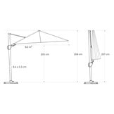 Nexus T² zweefparasol - premium doek | 300x300 met Monza parasolvoet 90kg | Havana/Mocha