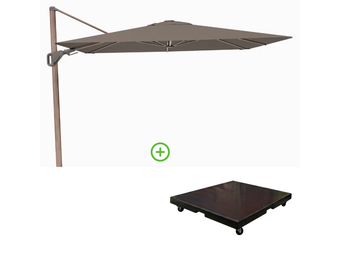 Nexus T² zweefparasol - premium doek | 300x300 met Monza parasolvoet 90kg | Havanna/Mocha