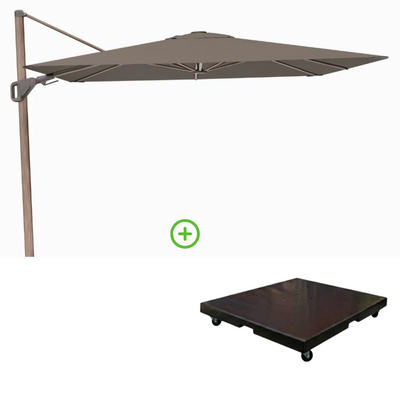 Nexus T² zweefparasol - premium doek | 300x300 met Monza parasolvoet 90kg | Havanna/Mocha