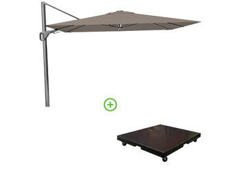 Nexus T² zweefparasol - premium doek | 300x300 met Monza parasolvoet 90kg | Havanna