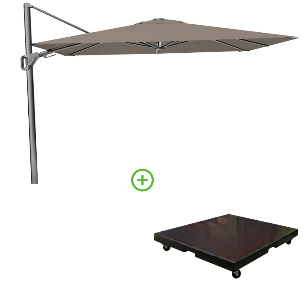 Nexus T² zweefparasol - premium doek | 300x300 met Monza parasolvoet 90kg | Havana