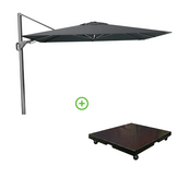 Nexus T² zweefparasol - premium doek | 300x300 met Monza parasolvoet 90kg | Faded Black
