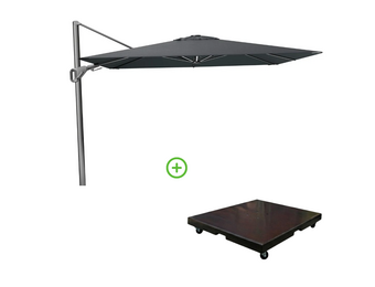 Nexus T² zweefparasol - premium doek | 300x300 met Monza parasolvoet 90kg | Faded Black