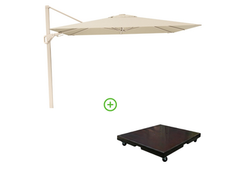 Nexus T² zweefparasol - premium doek | 300x300 met Monza parasolvoet 90kg | Champagne/Sandstone