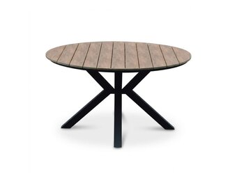 Cervo dining tuintafel 5 personen | polywood + aluminium | bruin | 144cm rond
